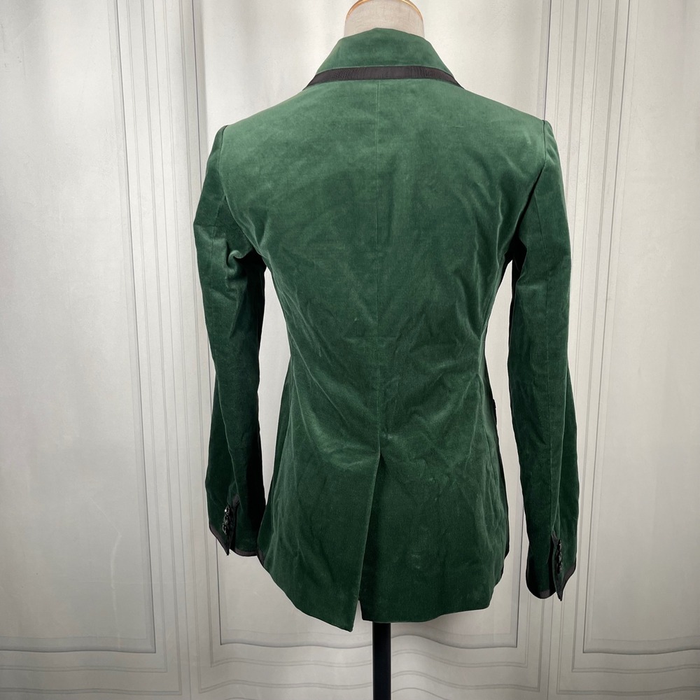 Kate Spade Green Velvet Blazer‎ - Grosgrain Trim & Jewel Buttons - Size 00 - Picture 8 of 16